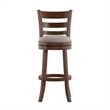 iNSPIRE Q Ladder Back Linen Swivel Wood Bar Stool in Gray/Dark Cherry