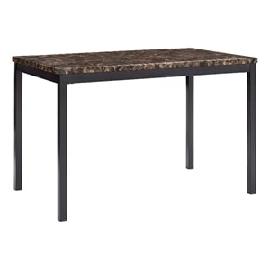 iNSPIRE Q Faux Marble Top and Metal Base Dining Table in Black Finish