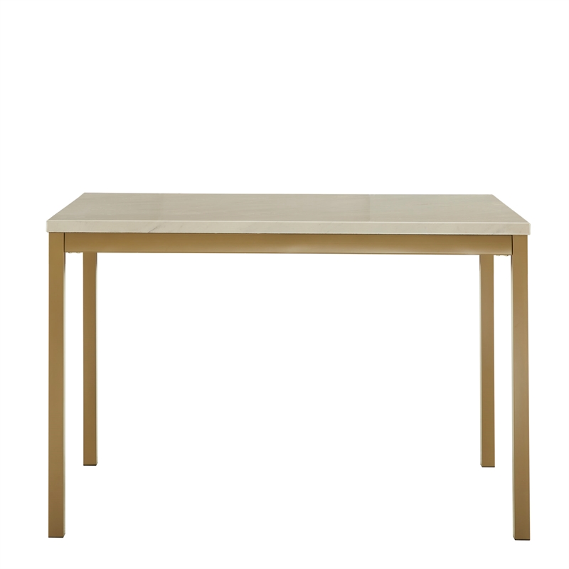 iNSPIRE Q Faux Marble Top and Metal Base Dining Table in White/Gold Finish