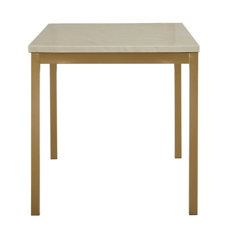 iNSPIRE Q Faux Marble Top and Metal Base Dining Table in White/Gold Finish