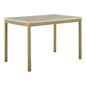 iNSPIRE Q Faux Marble Top and Metal Base Dining Table in White/Gold Finish
