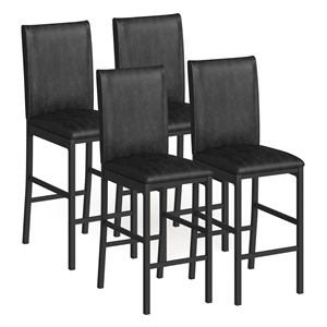 iNSPIRE Q Metal PU Upholstered Counter Height Chairs in Black Finish (Set of 4)