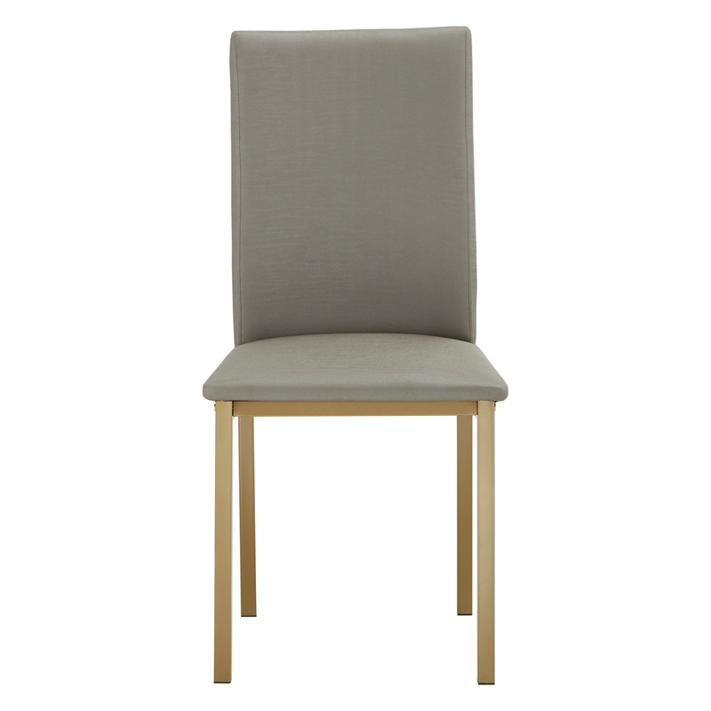 iNSPIRE Q Metal PU Upholstered Dining Chairs in Gray/Gold Finish (Set of 4)