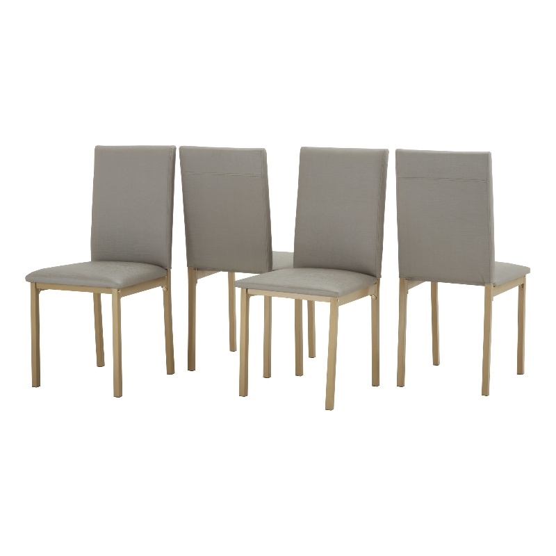iNSPIRE Q Metal PU Upholstered Dining Chairs in Gray/Gold Finish (Set of 4)