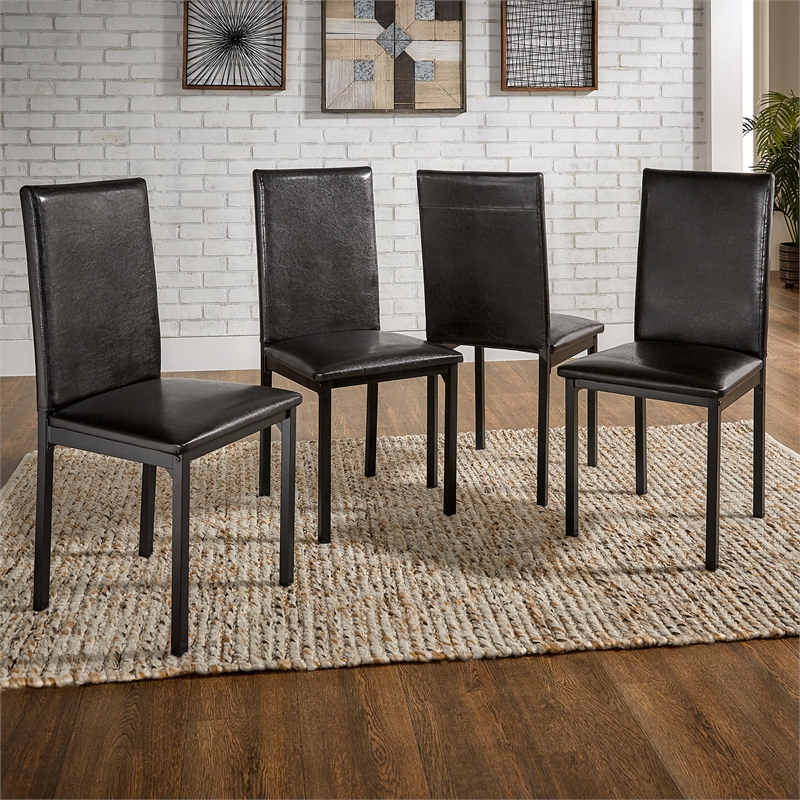 iNSPIRE Q Metal PU Upholstered Dining Chairs in Black/Dark Brown (Set of 2)