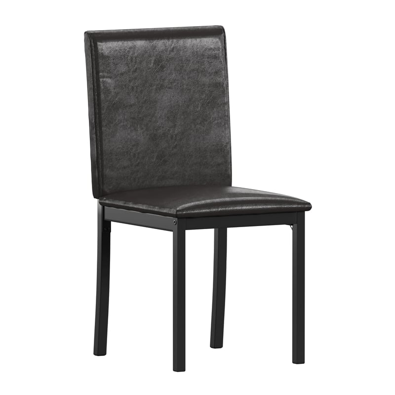 iNSPIRE Q Metal PU Upholstered Dining Chairs in Black/Dark Brown (Set of 2)