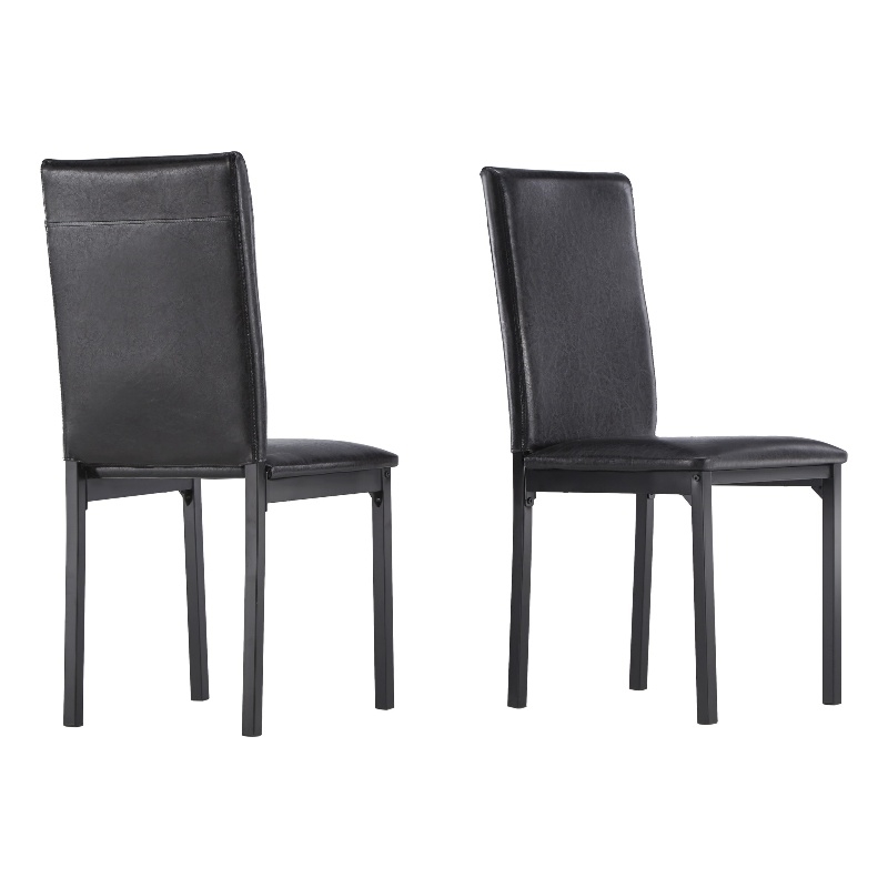 iNSPIRE Q Metal PU Upholstered Dining Chairs in Black/Dark Brown (Set of 2)