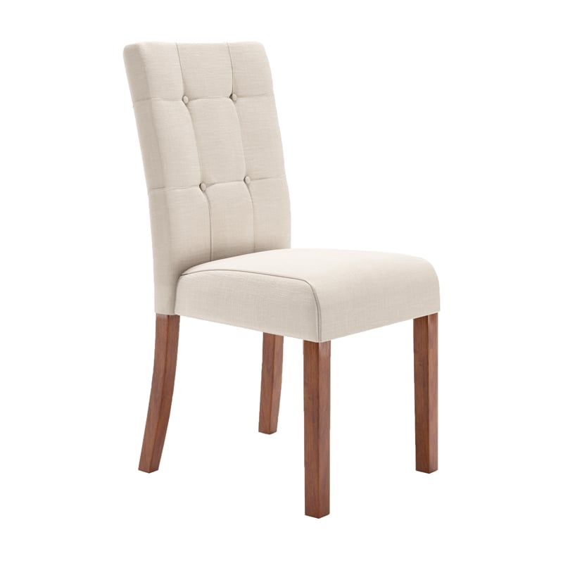 iNSPIRE Q Cherry Finish Wood Linen Dining Chairs (Set of 2) in Beige