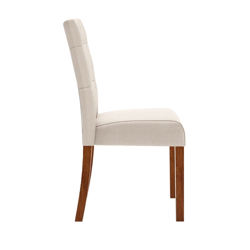 iNSPIRE Q Cherry Finish Wood Linen Dining Chairs (Set of 2) in Beige