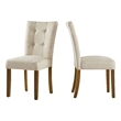 iNSPIRE Q Cherry Finish Wood Linen Dining Chairs (Set of 2) in Beige