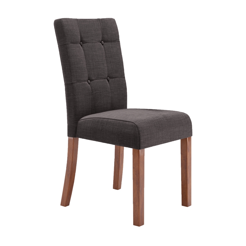 iNSPIRE Q Cherry Finish Wood Linen Dining Chairs (Set of 2) in Dark Gray