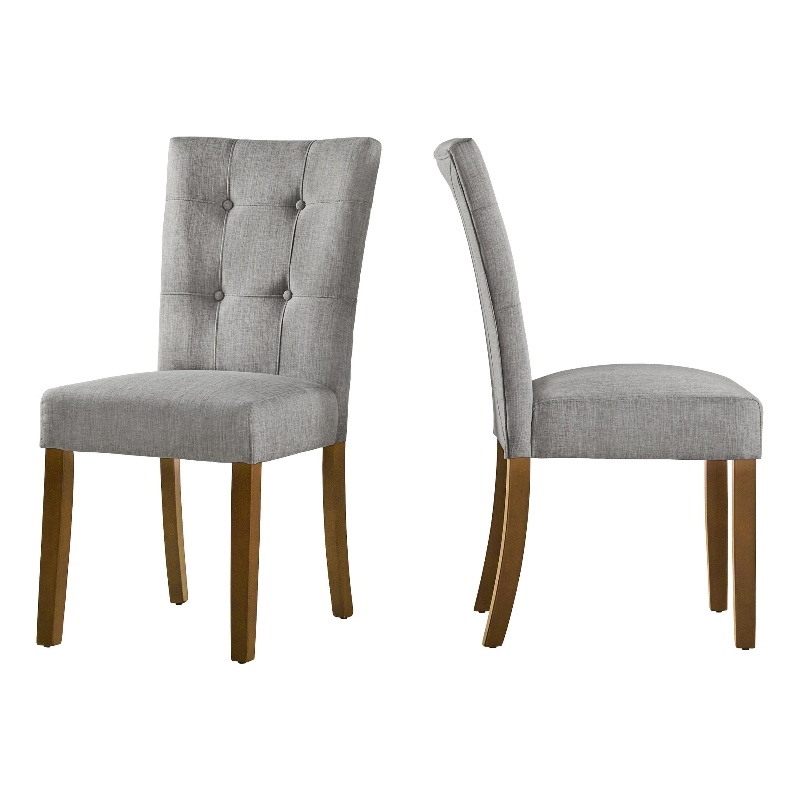 iNSPIRE Q Cherry Finish Wood Linen Dining Chairs (Set of 2) in Gray