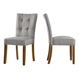 iNSPIRE Q Cherry Finish Wood Linen Dining Chairs (Set of 2) in Gray