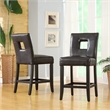 iNSPIRE Q Keyhole Back PU Wood Counter Height Stools (Set of 2) in Dark Brown