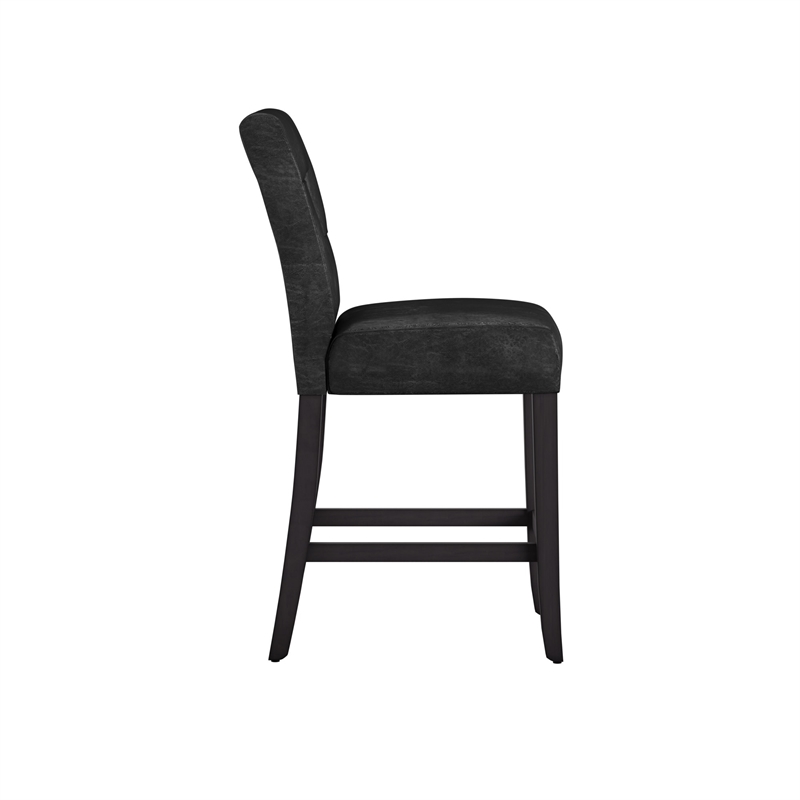 iNSPIRE Q Keyhole Back PU Wood Counter Height Stools (Set of 2) in Dark Brown