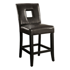iNSPIRE Q Keyhole Back PU Wood Counter Height Stools (Set of 2) in Dark Brown