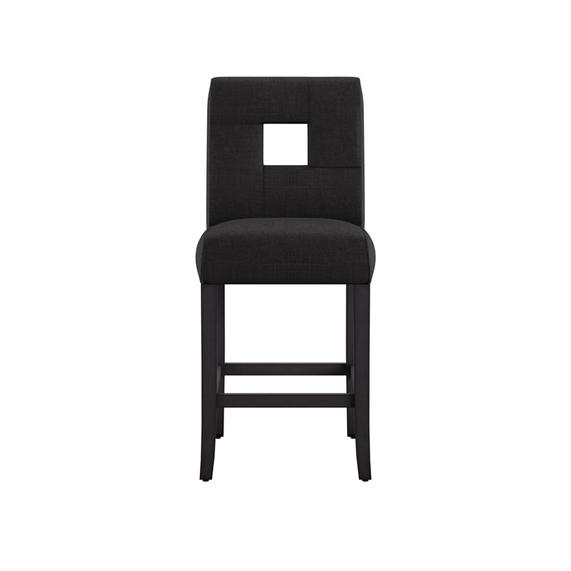 iNSPIRE Q Keyhole Back Linen Wood Counter Height Stools (Set of 2) in Dark Gray