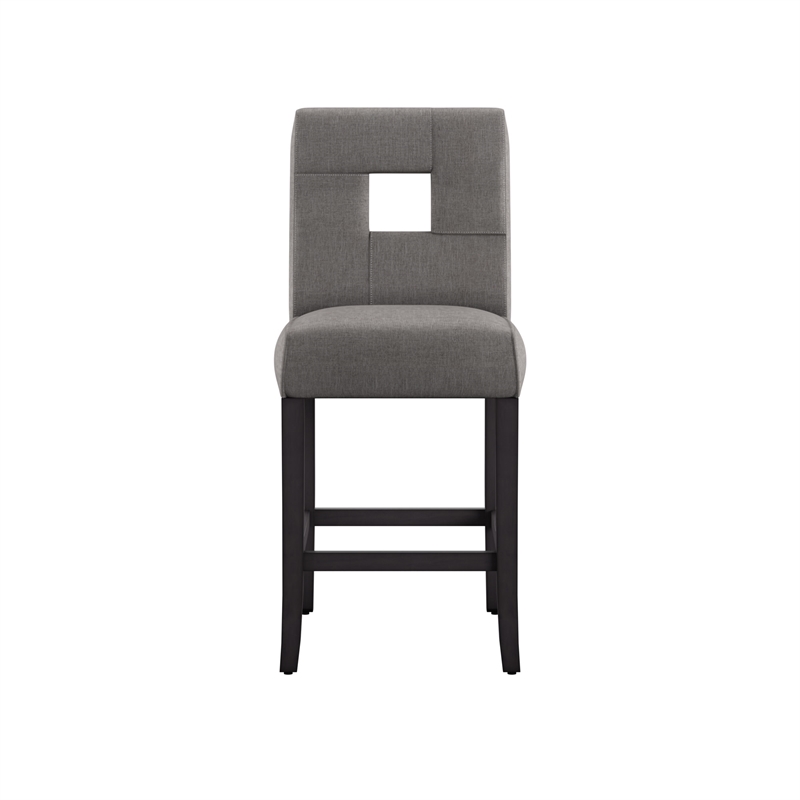 iNSPIRE Q Keyhole Back Linen Wood Counter Height Stools (Set of 2) in Gray