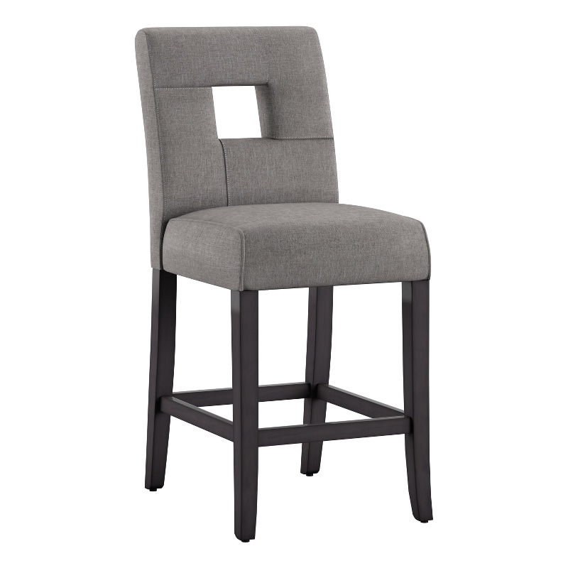 iNSPIRE Q Keyhole Back Linen Wood Counter Height Stools (Set of 2) in Gray