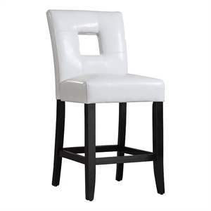 iNSPIRE Q Keyhole Back PU Wood Counter Height Stools (Set of 2) in White