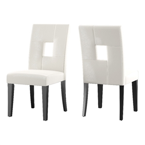iNSPIRE Q Keyhole Back PU Wood Dining Chairs (Set of 2) in White
