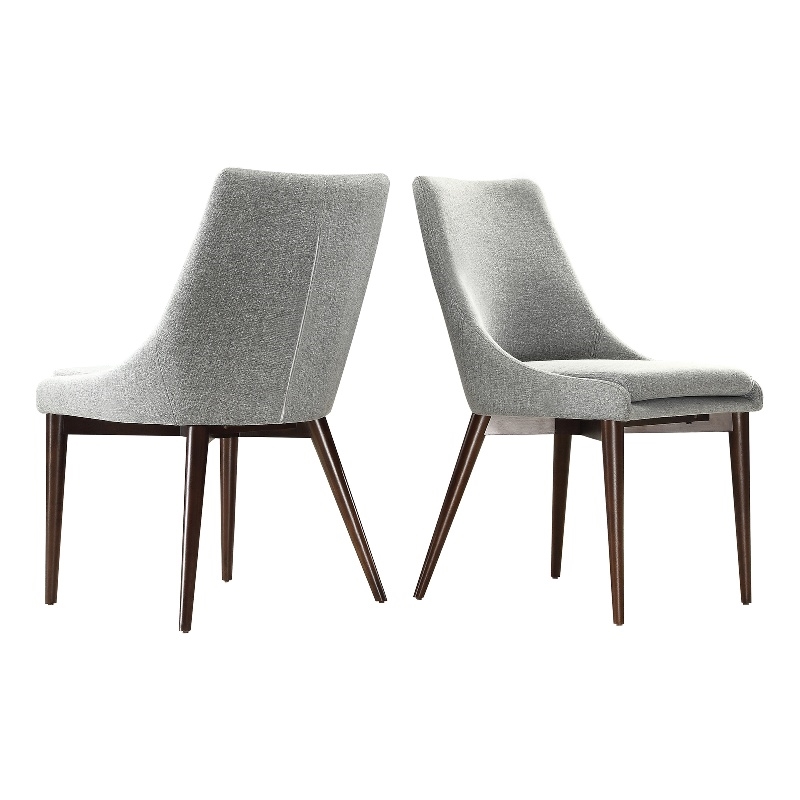 iNSPIRE Q Mid-Century Barrel Back Fabric Wood Dining Chairs (Set of 2) in Gray
