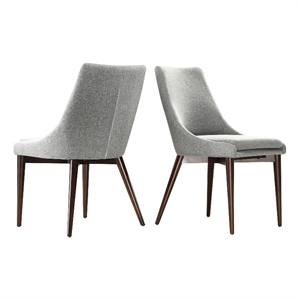 iNSPIRE Q Mid-Century Barrel Back Fabric Wood Dining Chairs (Set of 2) in Gray