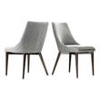 iNSPIRE Q Mid-Century Barrel Back Fabric Wood Dining Chairs (Set of 2) in Gray