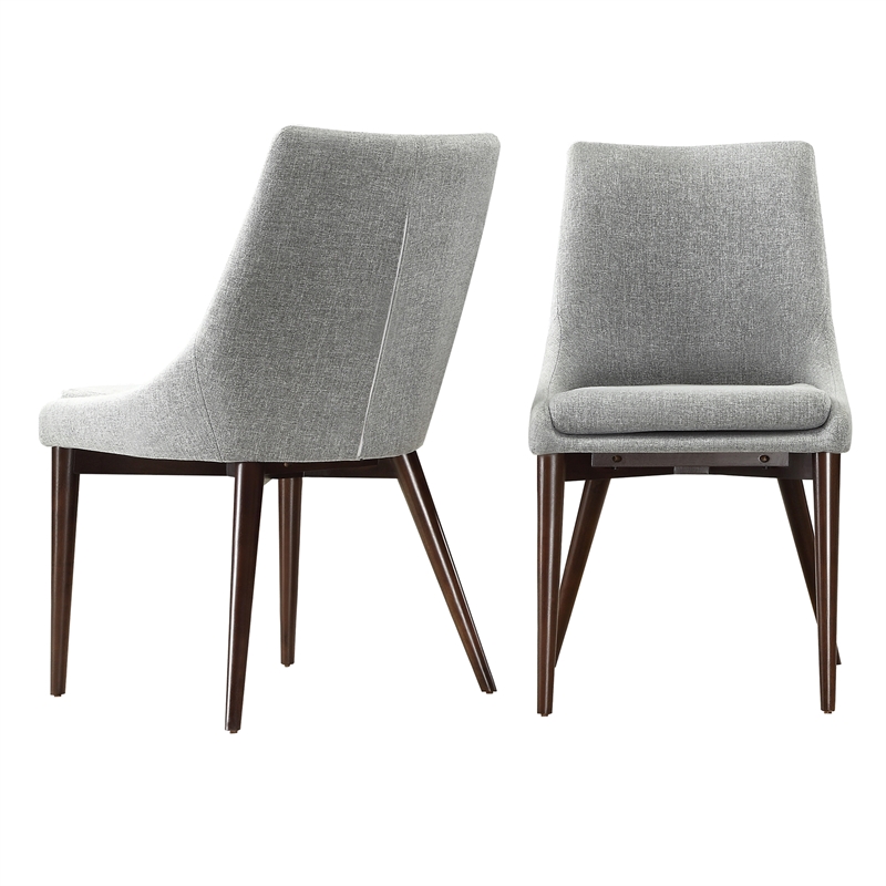 iNSPIRE Q Mid-Century Barrel Back Fabric Wood Dining Chairs (Set of 2) in Gray