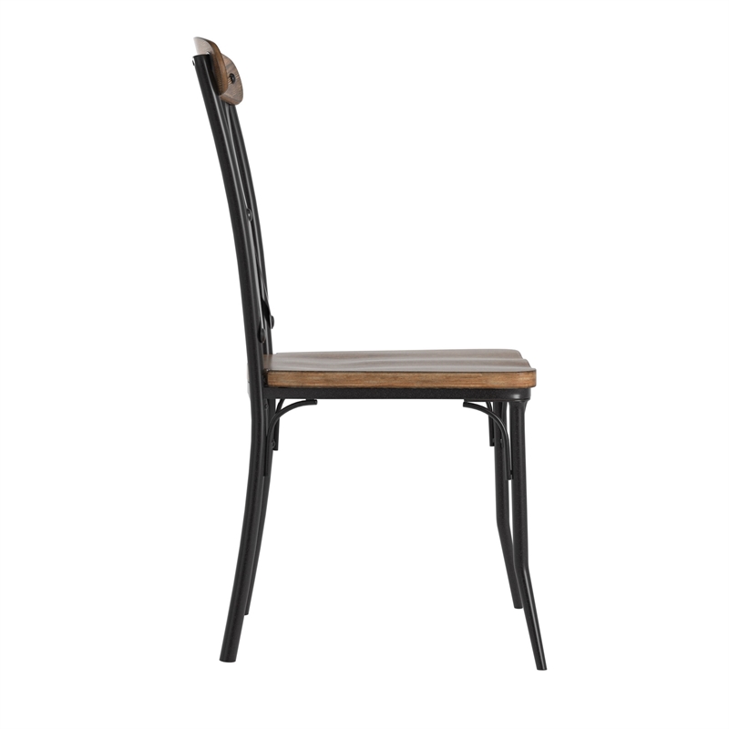 iNSPIRE Q Black Metal X-Cross Back Wood Dining Chairs (Set of 2)