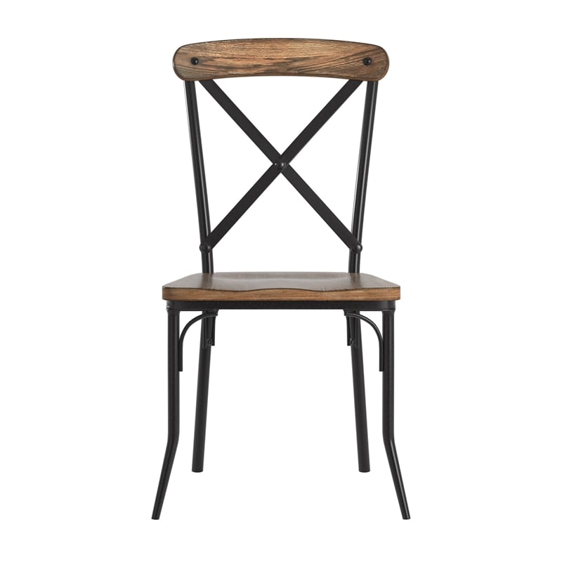 iNSPIRE Q Black Metal X-Cross Back Wood Dining Chairs (Set of 2)