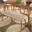 iNSPIRE Q Natural Oak Finish Wood Tapered Linen Dining Bench in Beige