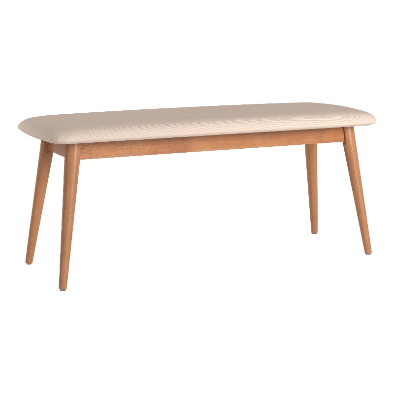 iNSPIRE Q Natural Oak Finish Wood Tapered Linen Dining Bench in Beige