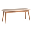 iNSPIRE Q Natural Oak Finish Wood Tapered Linen Dining Bench in Beige