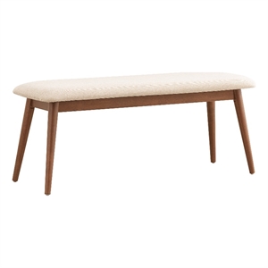 iNSPIRE Q Dark Walnut Finish Wood Tapered Linen Dining Bench in Beige