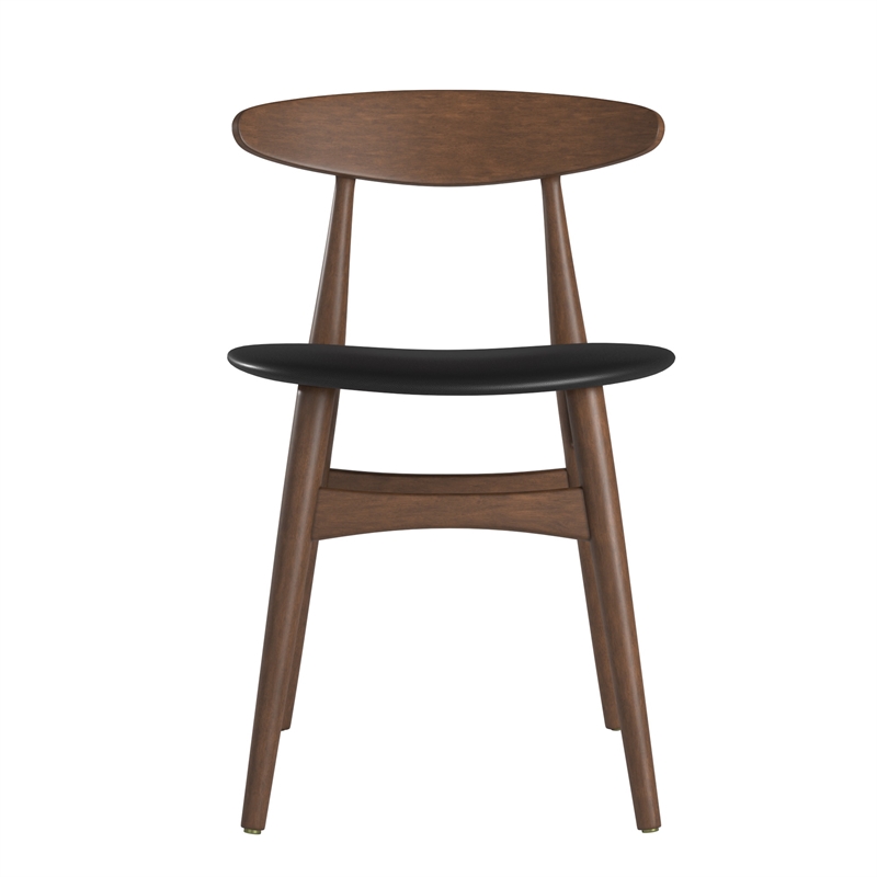 iNSPIRE Q Dark Walnut Finish Wood Tapered Dining Chairs (Set of 2) in Black