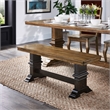 iNSPIRE Q Oak Top Two-Tone Trestle Leg Wood Dining Bench in Black