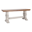 iNSPIRE Q Oak Top Two-Tone Trestle Leg Wood Dining Bench in White