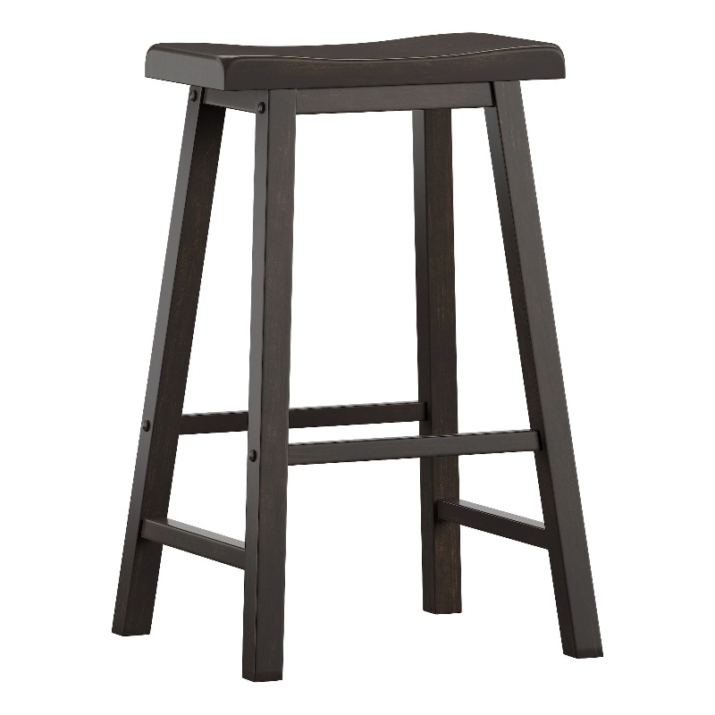 iNSPIRE Q Saddleback Wood Bar Height Stools (Set of 2) in Antique Black