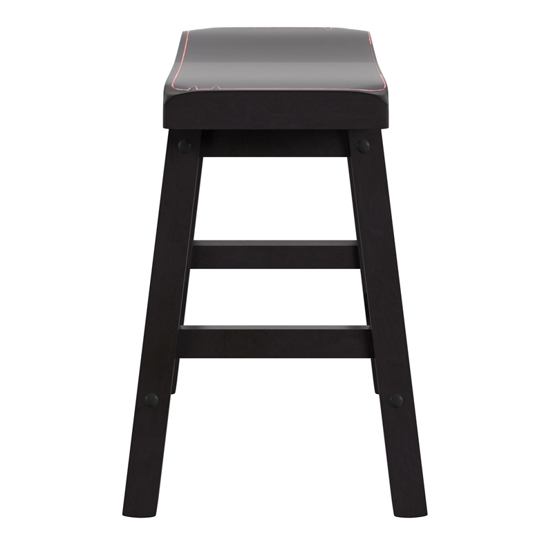 iNSPIRE Q Saddleback Wood Bar Height Stools (Set of 2) in Black Sand-Through