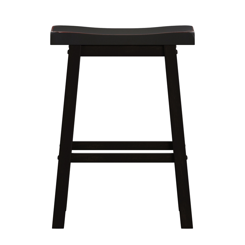 iNSPIRE Q Saddleback Wood Bar Height Stools (Set of 2) in Black Sand-Through