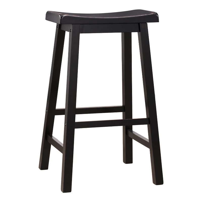 iNSPIRE Q Saddleback Wood Bar Height Stools (Set of 2) in Black Sand-Through