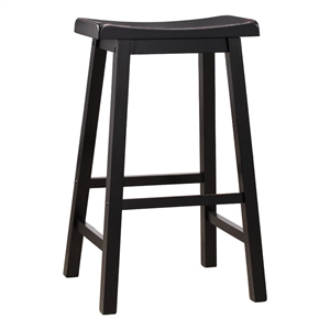 iNSPIRE Q Saddleback Wood Bar Height Stools (Set of 2) in Black Sand-Through