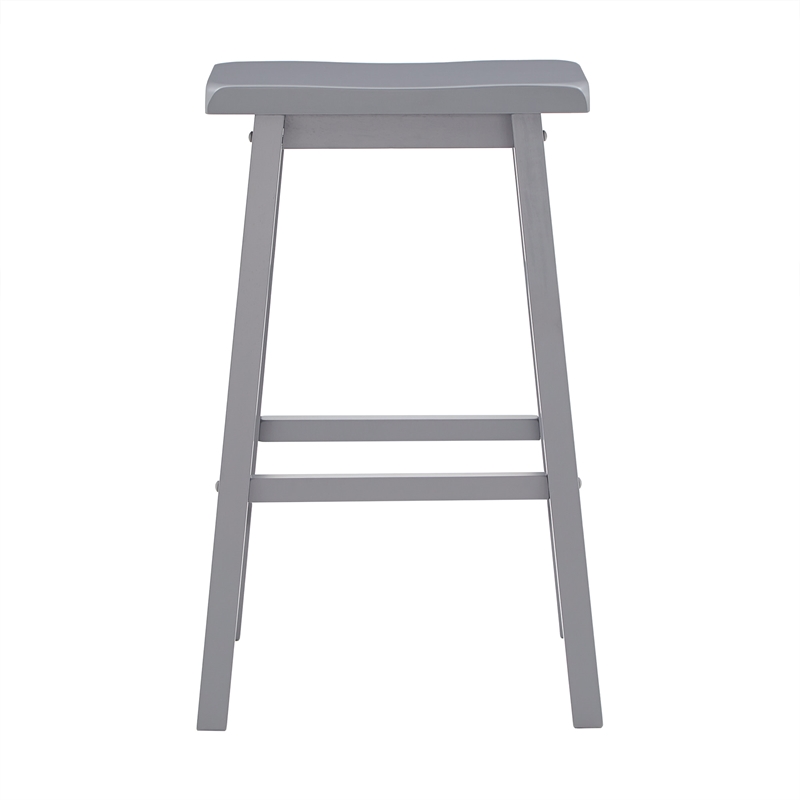 iNSPIRE Q Saddleback Wood Bar Height Stools (Set of 2) in Frost Gray