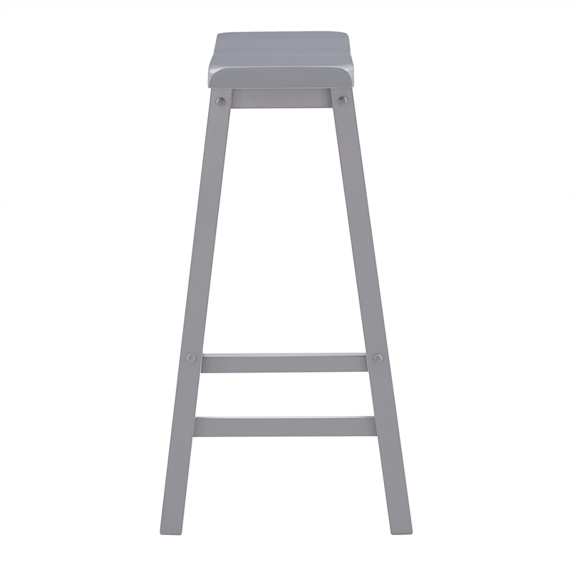 iNSPIRE Q Saddleback Wood Bar Height Stools (Set of 2) in Frost Gray