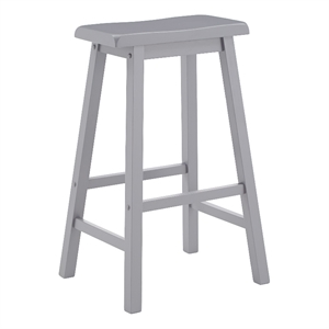 iNSPIRE Q Saddleback Wood Bar Height Stools (Set of 2) in Frost Gray