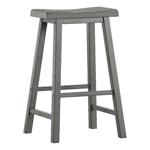 iNSPIRE Q Saddleback Wood Bar Height Stools (Set of 2) in Antique Gray