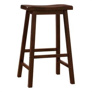 iNSPIRE Q Saddleback Wood Bar Height Stools (Set of 2) in Warm Cherry