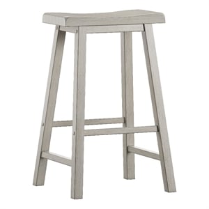 iNSPIRE Q Saddleback Wood Bar Height Stools (Set of 2) in Anique White