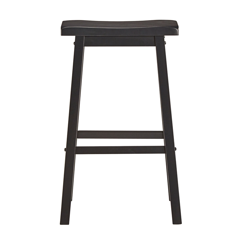 iNSPIRE Q Saddleback Wood Bar Height Stools (Set of 2) in Vulcan Black